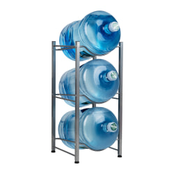 Mind Reader 5 Gallon Water Jug Stand Metal 3 Tier Water Cooler Stand, 28-3/4inH x 13 1/2inW x 13 1/2inD, Silver