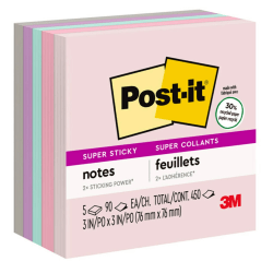 Post-it Recycled Super Sticky Notes, 3 in. x 3 in., 12 Pads, 90 Sheets/Pad, 2x the Sticking Power, Oasis Collection, Recycled