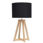 Simple Designs Interlocked Triangular Table Lamp, 19-1/8inH, Black Shade/Natural Base