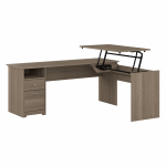 Bush Furniture Cabot 3-Position Sit-To-Stand Height-Adjustable L-Shaped Desk, 72inW, Ash Gray, Standard Delivery