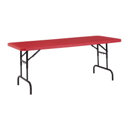 National Public Seating Primary Color Adjustable Folding Table, Rectangle, Red/Black