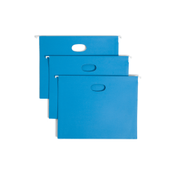 Smead Hanging File Pocket With Tab, 3in Expansion, 1/5-Cut Adjustable Tab, Letter Size, Sky Blue, Box of 25