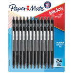 Paper Mate InkJoy 300 RT Retractable Pens, Medium Point, 1.0 mm, Clear Barrels, Black Ink, Pack Of 24