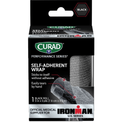 CURAD IRONMAN Performance Series Self-Adherent Wrap, 3in x 5 Yd., Black, Case Of 24 Boxes