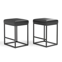 Flash Furniture Caleb Modern Armless Commercial-Grade Counter-Height Stools, Cognac/Black, Set Of 2 Stools