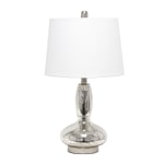 Lalia Home Glass Dollop Table Lamp, 23-1/2inH, White Shade/Mercury Base