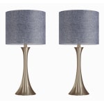 LumiSource Lenuxe Contemporary Table Lamps, 24-1/4inH, Gold Base/Blue & Gold Shade, Set Of 2 Lamps