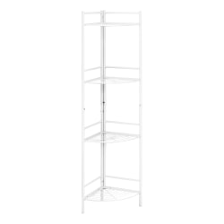 Monarch Specialties Abigail 58inH 4-Shelf Corner Etagere Bookcase, White