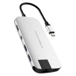 Targus Sanho Hyperdrive SLIM 8-in-1 USB-C Hub, 3/8inH x 1-15/16inW x 10-5/16inD, Silver, HD247B-SILVER