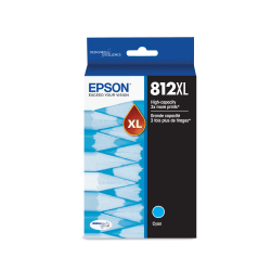 Epson 812XL DuraBrite High-Yield Cyan Ink Cartridge, T812XL220-S