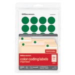 Office Depot Brand Removable Round Color-Coding Labels, 3585401836, 3/4in Diameter, Green, Pack Of 1,008