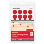 Office Depot Brand Removable Round Color-Coding Labels, OD98786, 3/4in Diameter, Red, Pack Of 1,008