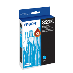 Epson 822XL DuraBrite High-Yield Cyan Ink Cartridge, T822XL220-S