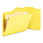 Smead Top-Tab Color Classification Folders, Letter Size, 2in Expansion, 1 Divider, Yellow, Box Of 10