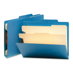 Smead Top-Tab Color Classification Folders, Letter Size, 2in Expansion, 2 Dividers, Blue, Box Of 10