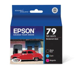 Epson 79 Claria High-Yield Black And Cyan, Magenta Ink Cartridges, Pack Of 3, T079920-S