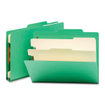 Smead Top-Tab Color Classification Folders, Letter Size, 2in Expansion, 2 Dividers, Green, Box Of 10