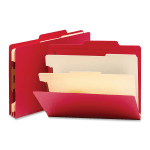 Smead Top-Tab Color Classification Folders, Letter Size, 2in Expansion, 2 Dividers, Red, Box Of 10