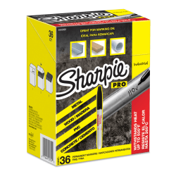 Sharpie Industrial Permanent Markers, Fine Tip, Black, Pack Of 36