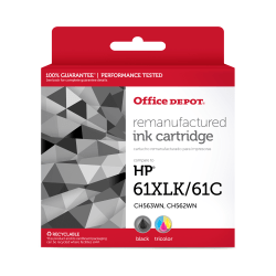 Office Depot Brand Remanufactured High-Yield Black And Tri-Color Ink Cartridge Replacement For HP 61XL, 61, Pack Of 2, OD61XLK61C