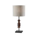 Adesso Elton Table Lamp, 28inH, Black Base/Light Beige Shade