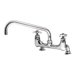 T&S Brass Deck-Mount Big-Flo Faucet, 12in Spout, 8in Centers, Stainless