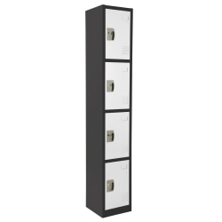 Alpine AdirOffice 4-Tier Steel Lockers, 72inH x 12inW x 12inD, Black/White, Pack Of 2 Lockers