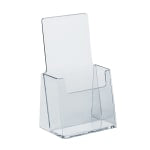 Azar Displays 1-Pocket Plastic Trifold Brochure Holders, 7-1/4inH x 4inW x 2-7/8inD, Clear, Pack Of 25 Holders