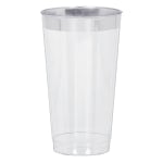 Amscan Premium Plastic Tumblers, 16 Oz, Clear/Silver, 16 Tumblers Per Pack, Case Of 2 Packs