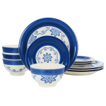 Gibson Home Sundial 12-Piece Dinnerware Set, Blue