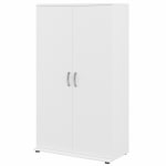 Bush Business Furniture Universal Tall Storage Cabinet With Doors And Shelves, White, Standard Delivery