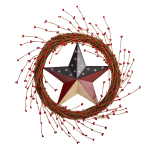 Nearly Natural Americana Patriotic Star 20inH Artificial Wreath, 20inH x 20inW x 3-1/2inD, Red/White/Blue