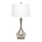 Lalia Home Speckled Mercury Tear Drop Table Lamp, 29inH, White Shade/Mercury Base