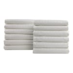 1888 Mills Lotus Satin Stripe Queen Fitted Sheets, 60in x 80in x 15in, White, Pack Of 12 Sheets