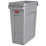 Rubbermaid Slim Jim Rectangular Plastic Vented Waste Container, 16 Gallons, 25inH x 11inW x 22inD, Gray