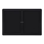 Ghent Ovation 2-Door Bulletin Board, Fabric, 34in x 47in, Black, Black Aluminum Frame