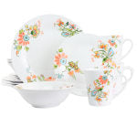 Elama Spring Bloom 16-Piece Round Porcelain Dinnerware Set, Multicolor