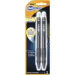 BIC Retractable Gel Pens, Pack Of 2, Medium Point, 0.7 mm, Translucent Barrel, Black Ink