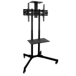 Mount-It! Mobile TV Stand With Rolling Casters And Shelf For 37in - 70in Displays, 70inH x 35inW x 25inD, Black