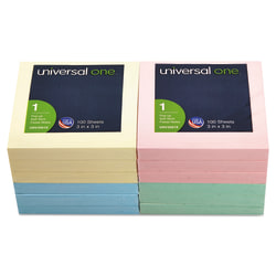 Universal Lined Self-Stick Notes, 4 in x 6 in, Assorted Colors, 100 Sheets Per Pad, Pack Of 5 Pads