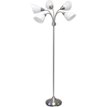 Adesso Simplee 5-Light Floor Lamp, 67inH, Frosted White/Brushed Steel