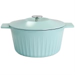 Martha Stewart Enameled Cast Iron Round Dutch Oven With Lid, 5-Quart, Cyan