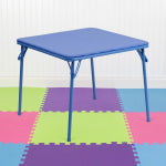 Flash Furniture Kids Folding Table, Square, 24inW x 24inD, Blue