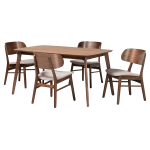 Baxton Studio Alston 5-Piece Dining Set, Beige/Walnut Brown