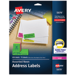 Avery High-Visibility Permanent Laser ID Labels, 5979, 1in x 2 5/8in, Assorted Colors, Pack Of 450