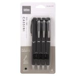 Office Depot Brand Cassini Side-Click Gel Pens, Fine Point, 0.7 mm, Black Barrel, Black Ink, Pack Of 4