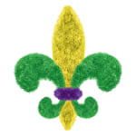 Amscan Mardi Gras Fleur de Lis Tinsels, 7-3/4in x 5-1/2in, Multicolor, Pack Of 5 Tinsels