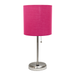 Creekwood Home Oslo USB Port Metal Table Lamp, 19-1/2inH, Pink Shade/Brushed Steel Base