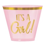 Amscan Oh Baby Girl Plastic Tumblers, 9 Oz, Pink, Pack Of 30 Tumblers