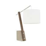 LumiSource Robyn Table Lamp, 22inH, White Shade/Neutral And Brown Base